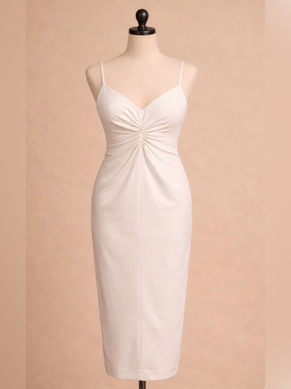 Club Monaco White Twist-Front Midi Dress With Strappy Open Back - Size Small